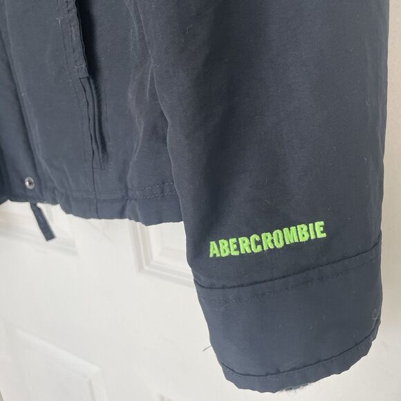 Abercrombie & Fitch Jacket Womens Large All Weather Warrior Full Zip Black Green - Picture 4 of 8